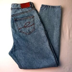 Genie Womens High Rise Mom Jeans Tapered Leg Size 28/6 Light Wash 100% Cotton